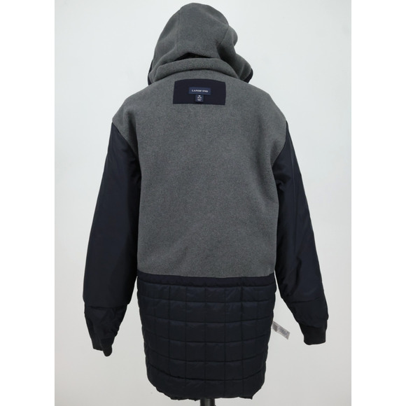 Lands End Coat Mens Medium 38 40 Navy Blue Zip Hooded Fleece Lined Jacket Cargo - Picture 16 of 16